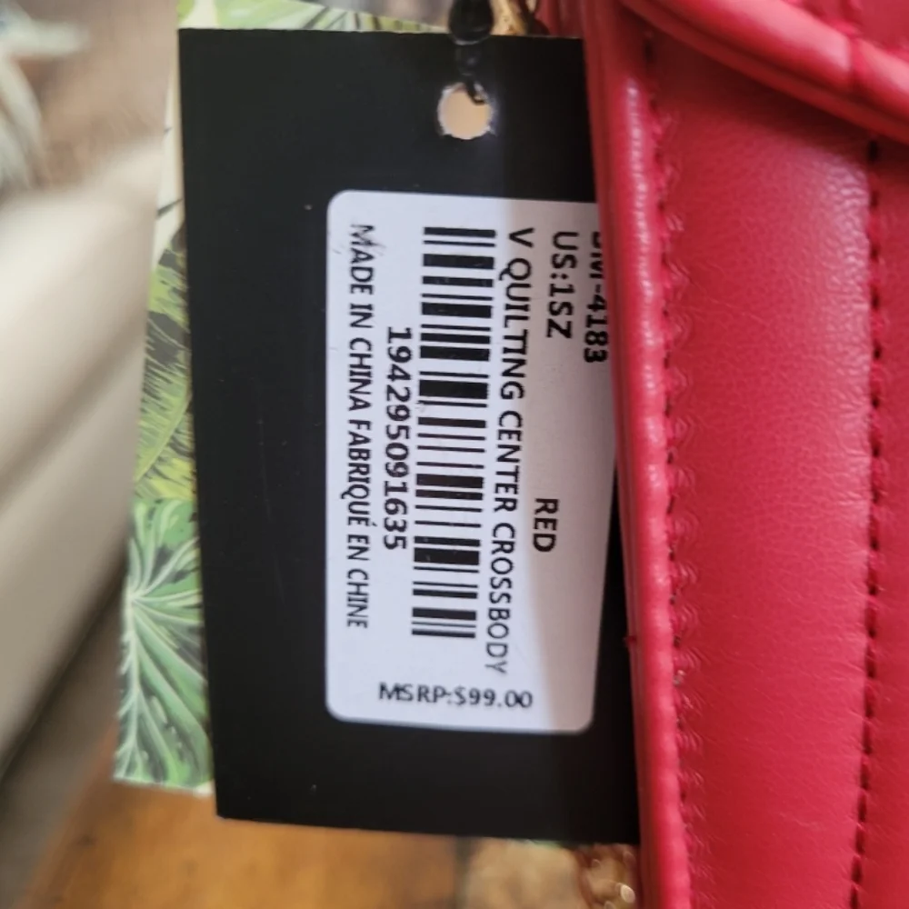 Badgley Mischka Red Quilted Women's Bag - Picture 9 of 10